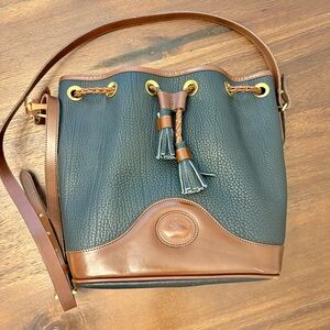 Vintage (Authentic) Dooney & Bourke Black and Brown Leather Shoulder Bag